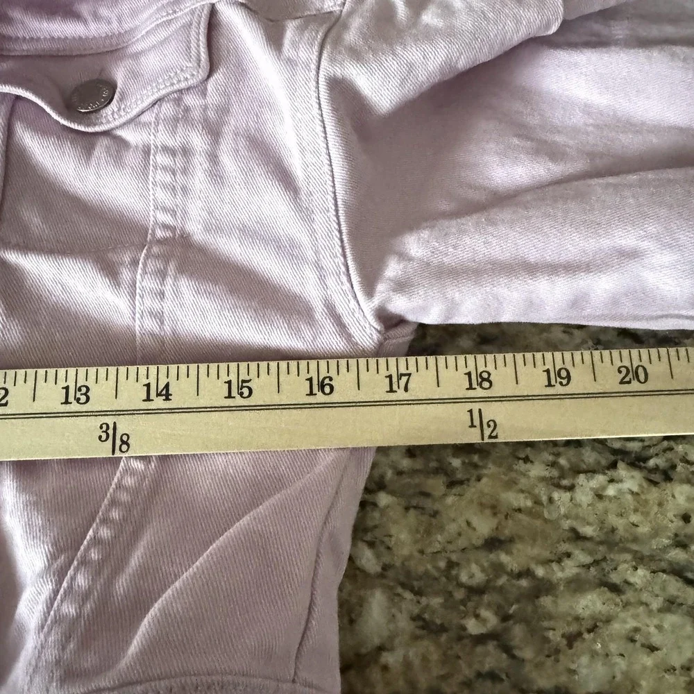 Levis‎ Jacket Girls Medium 10 12 Pink Cropped Denim Puff Sleeve Button Up